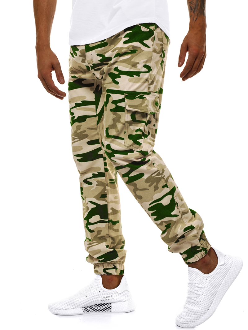 Spodnie męskie joggery beżowe OZONEE A/404