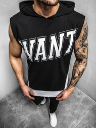 T-Shirt z kapturem męski czarny OZONEE B/60042Z