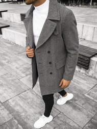 Płaszcz męski w kratę grafitowy OZONEE JS/JP1191