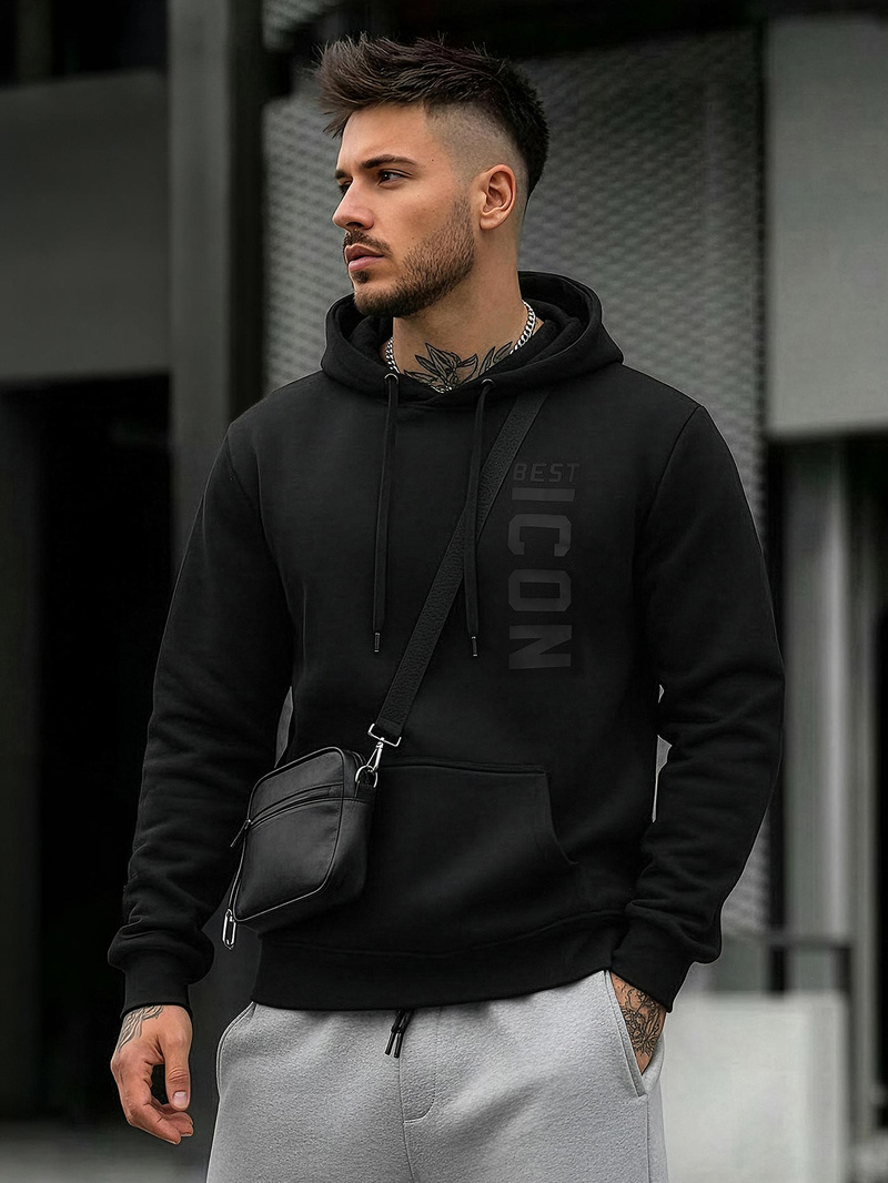 Bluza z kapturem męska czarna OZONEE JS/8B1973/3