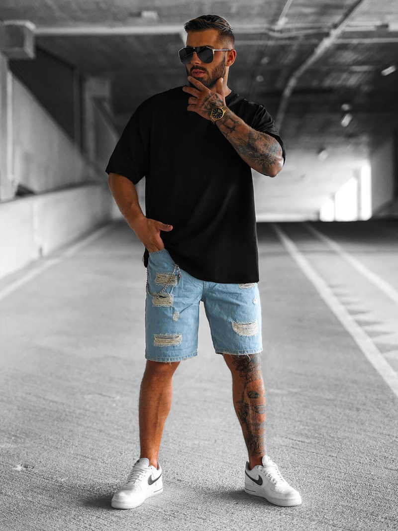 T-shirt męski oversize czarny OZONEE O/3435