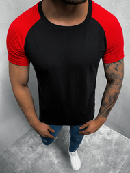 T-Shirt męski czarno-czerwony OZONEE O/1176