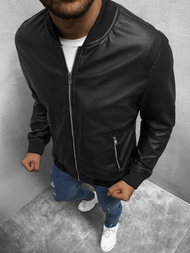 Kurtka przejściowa skórzana męska bomberka czarna/2 OZONEE N/6707