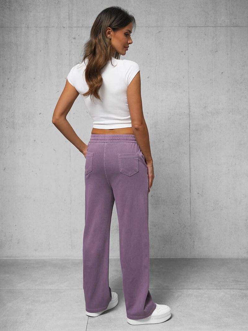 Spodnie jeansowe damskie wide leg fioletowe OZONEE O/330098
