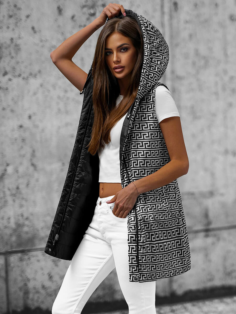 Стьобаний жіночий жилет чорний OZONEE JS/16M9066/392