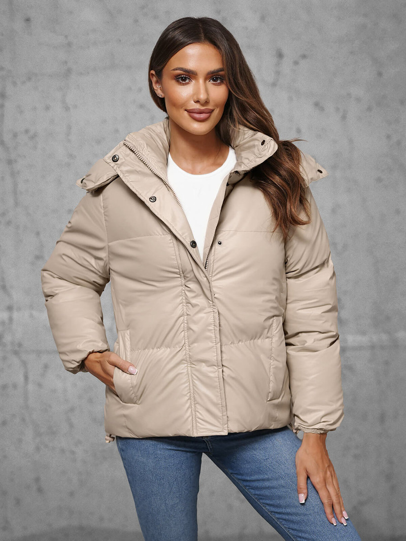 Kurtka zimowa damska pikowana beżowa OZONEE JS/5M3185/62