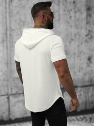 T-shirt męski z kapturem biały OZONEE O/P1150