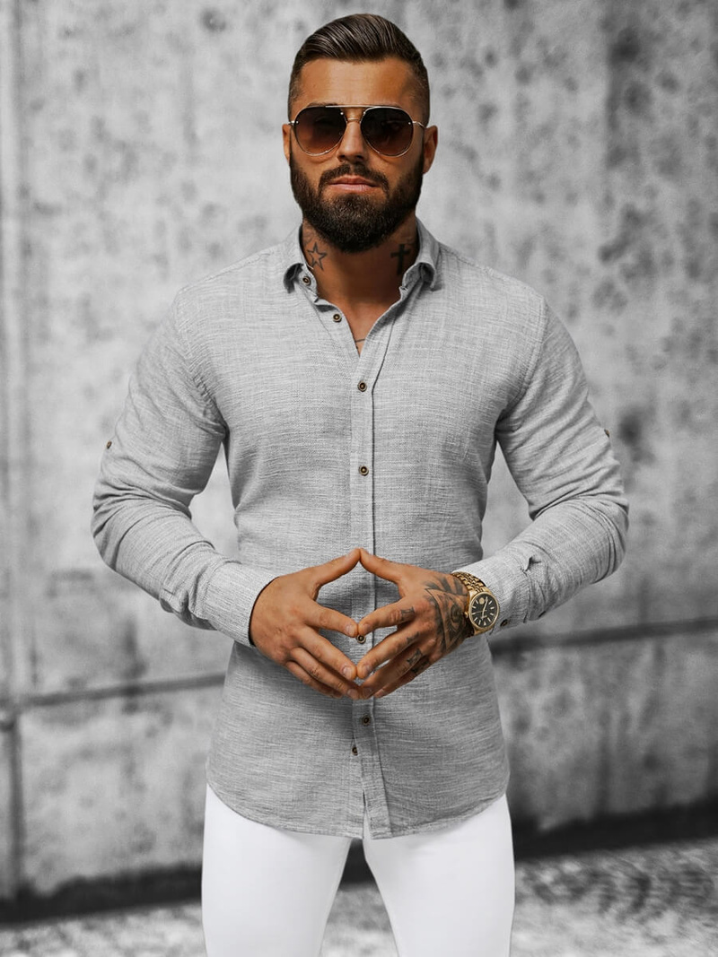 Класична сорочка чоловіча tемно-ciра OZONEE O/V32