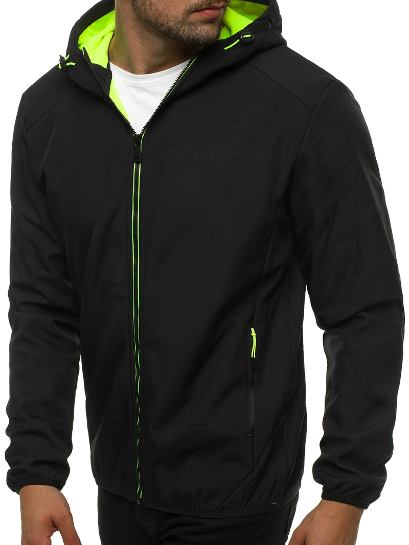 Kurtka softshell męska z kapturem czarna OZONEE JS/KS2190