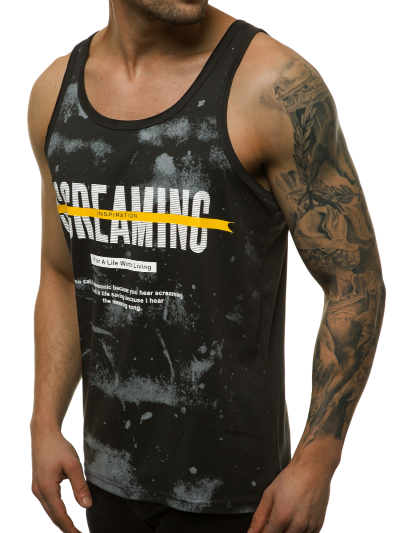 T-Shirt męski bez rękawów czarny OZONEE JS/SS11053