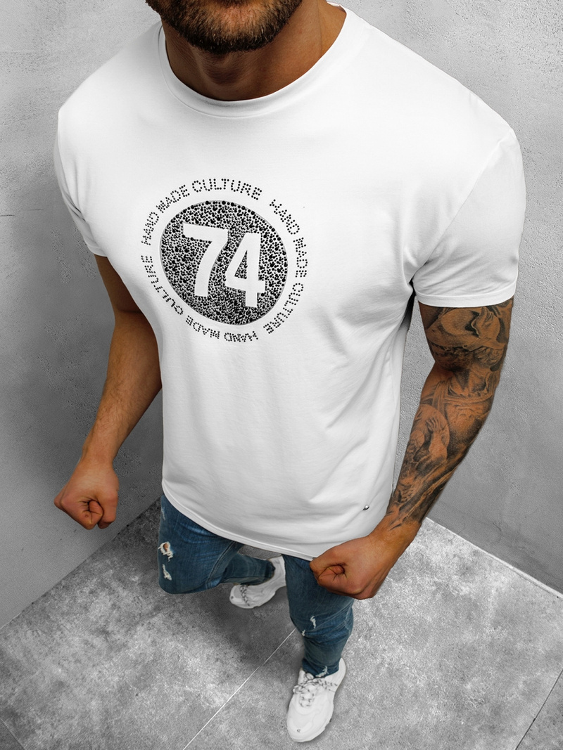 T-Shirt męski biały OZONEE NB/3003