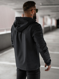 Kurtka softshell męska z kapturem czarna OZONEE JS/27B6523/3Z