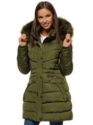 Kurtka zimowa damska parka z futerkiem khaki OZONEE O/M1556/29