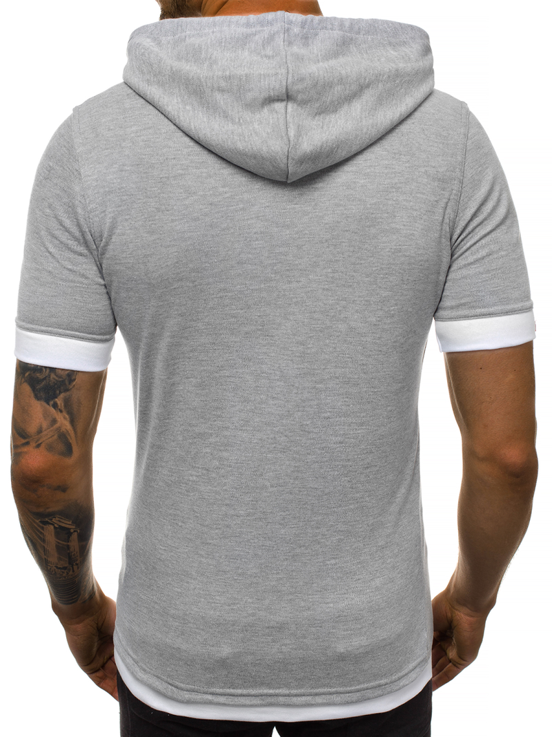 T-Shirt z kapturem męski szary OZONEE O/1273Z