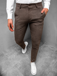 Spodnie męskie chino materiałowe brązowe OZONEE DJ/5533