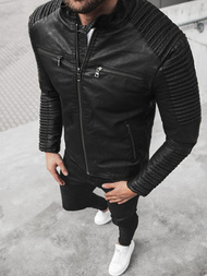 Kurtka skórzana męska czarna OZONEE YD/BF5920107Z