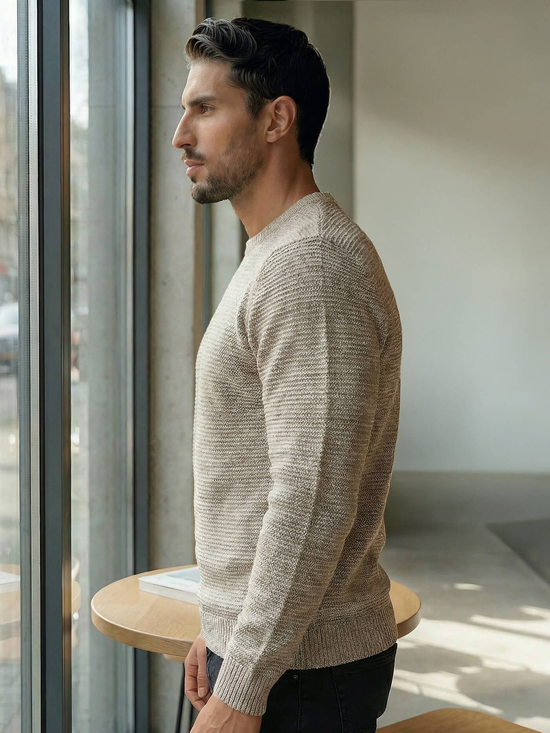 Sweter męski golf beżowy OZONEE JS/59B3600/155