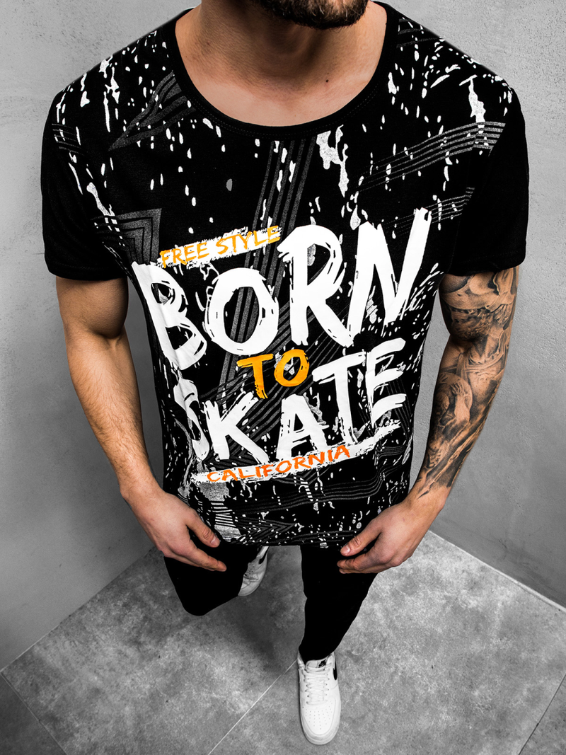 T-Shirt męski czarny OZONEE JS/KS1989Z