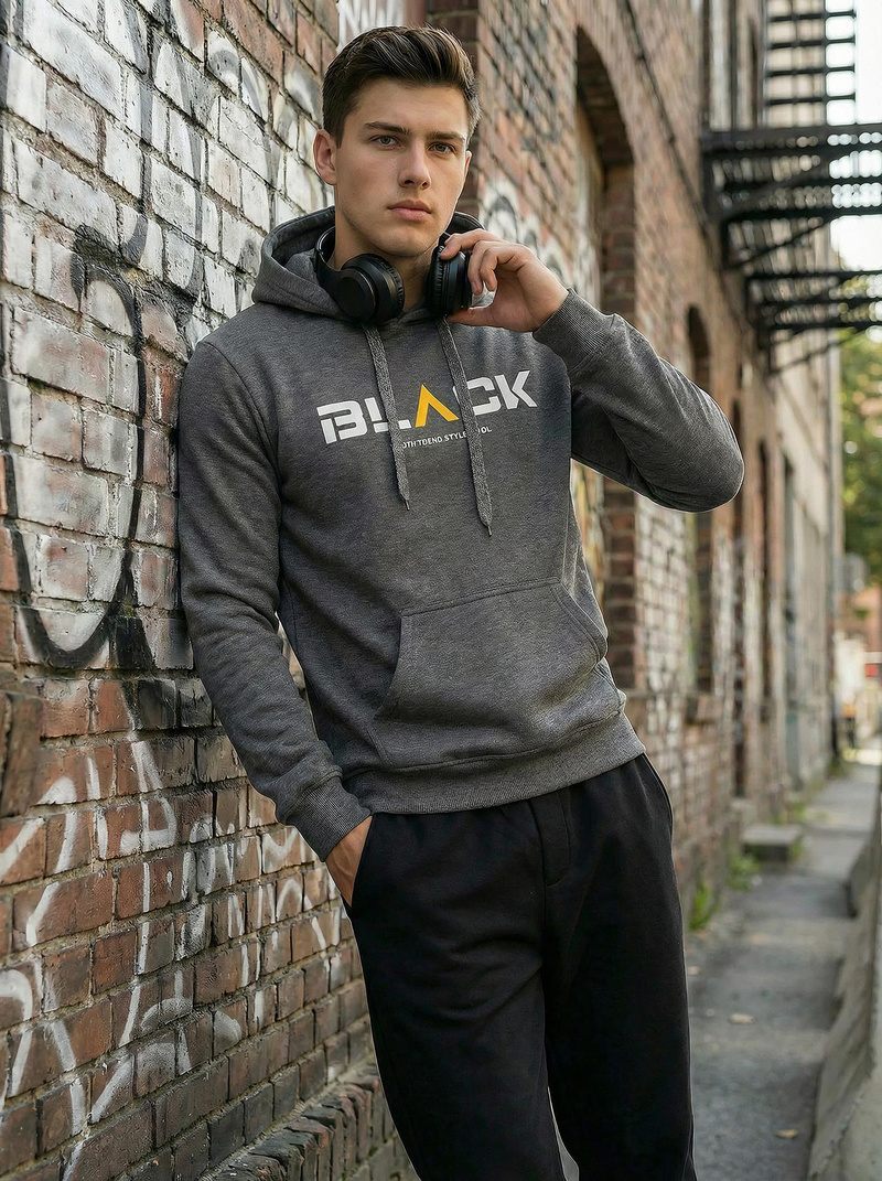 Bluza z kapturem męska grafitowa OZONEE JS/8B1756/5Z