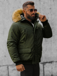 Kurtka zimowa męska z futerkiem khaki OZONEE JS/M2019/136