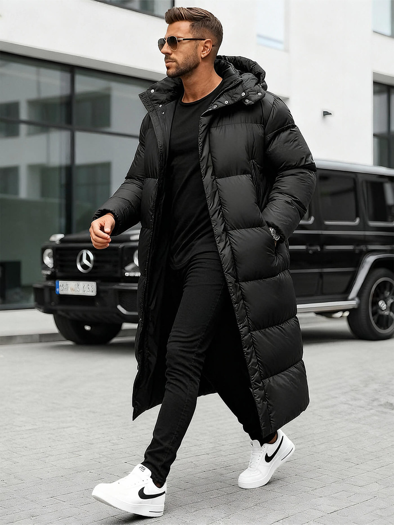 Kurtka zimowa męska długa czarna OZONEE O/M3202Z