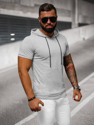 T-shirt męski z kapturem szary OZONEE JS/8T955/2