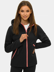 Kurtka softshell damska z kapturem czarna OZONEE JS/HD183/1