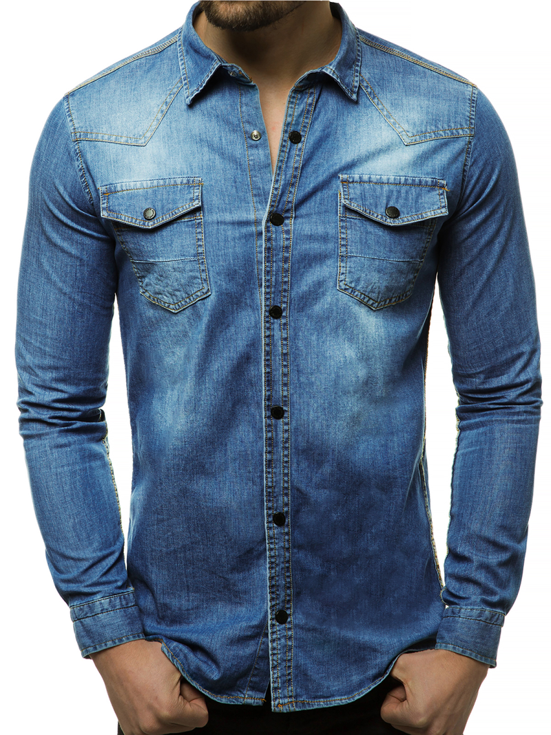 Сорочка чоловіча Синя OZONEE R/3053