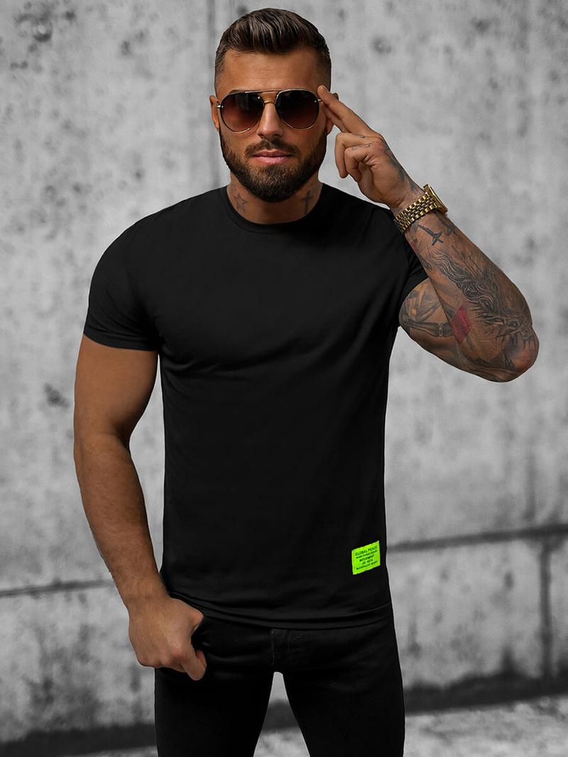 T-shirt męski slim fit czarny OZONEE NB/MT3057