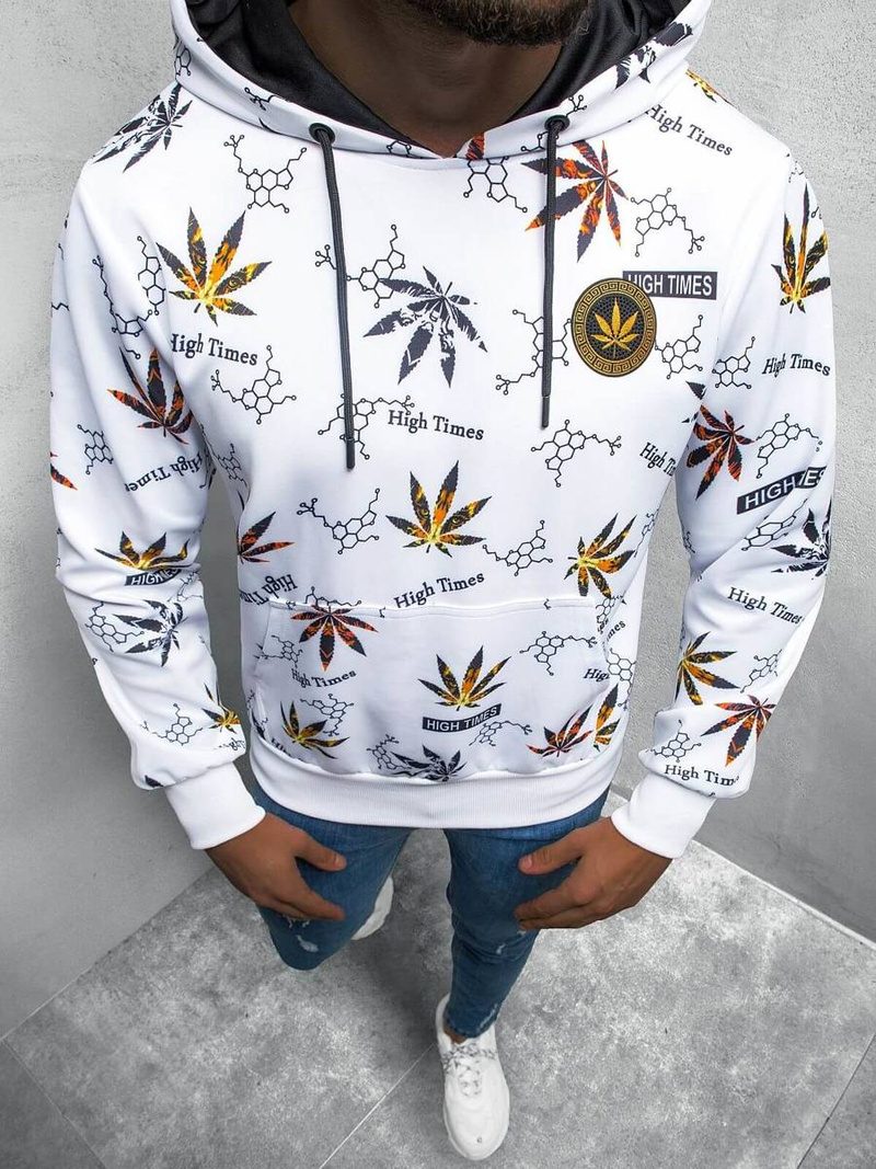 Bluza z kapturem męska biała OZONEE O/HM518