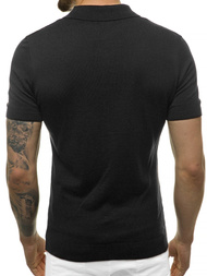 Bluzka polo z dzianiny, krótki rękaw męska czarna OZONEE L/2495