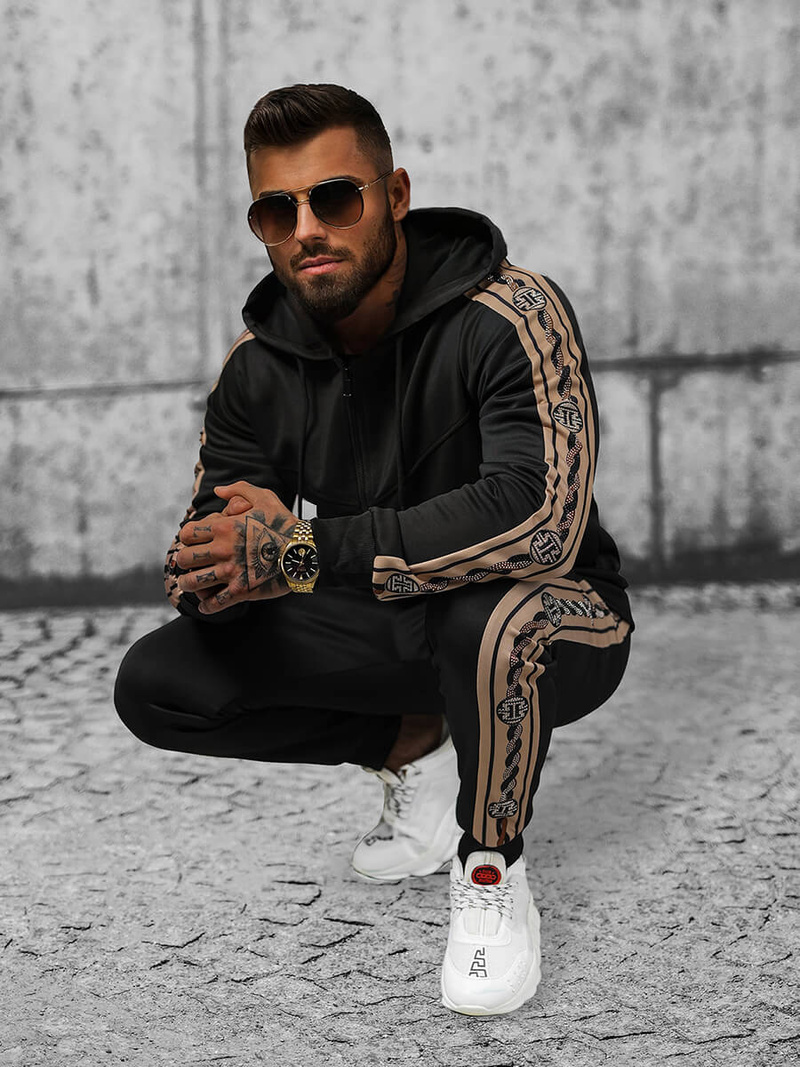 Komplet dresowy męski czarny OZONEE O/3A167