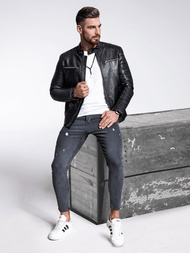 Kurtka skórzana męska czarna OZONEE YD/BF5920107Z