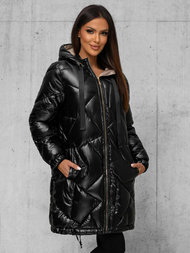 Kurtka zimowa damska długa czarna OZONEE JS/5M3189/392Z