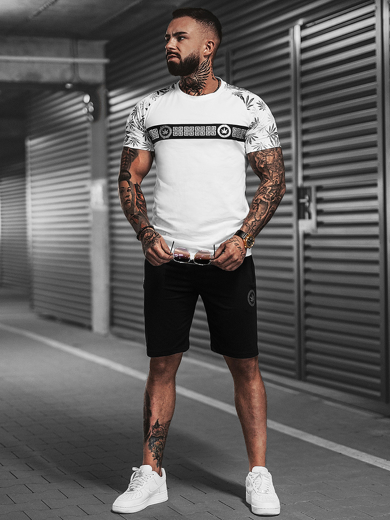 Komplet dresowy męski biało-czarny OZONEE O/HM760Z