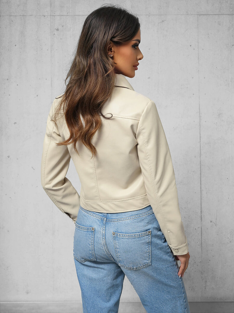 Kurtka skórzana damska beżowa OZONEE O/G117