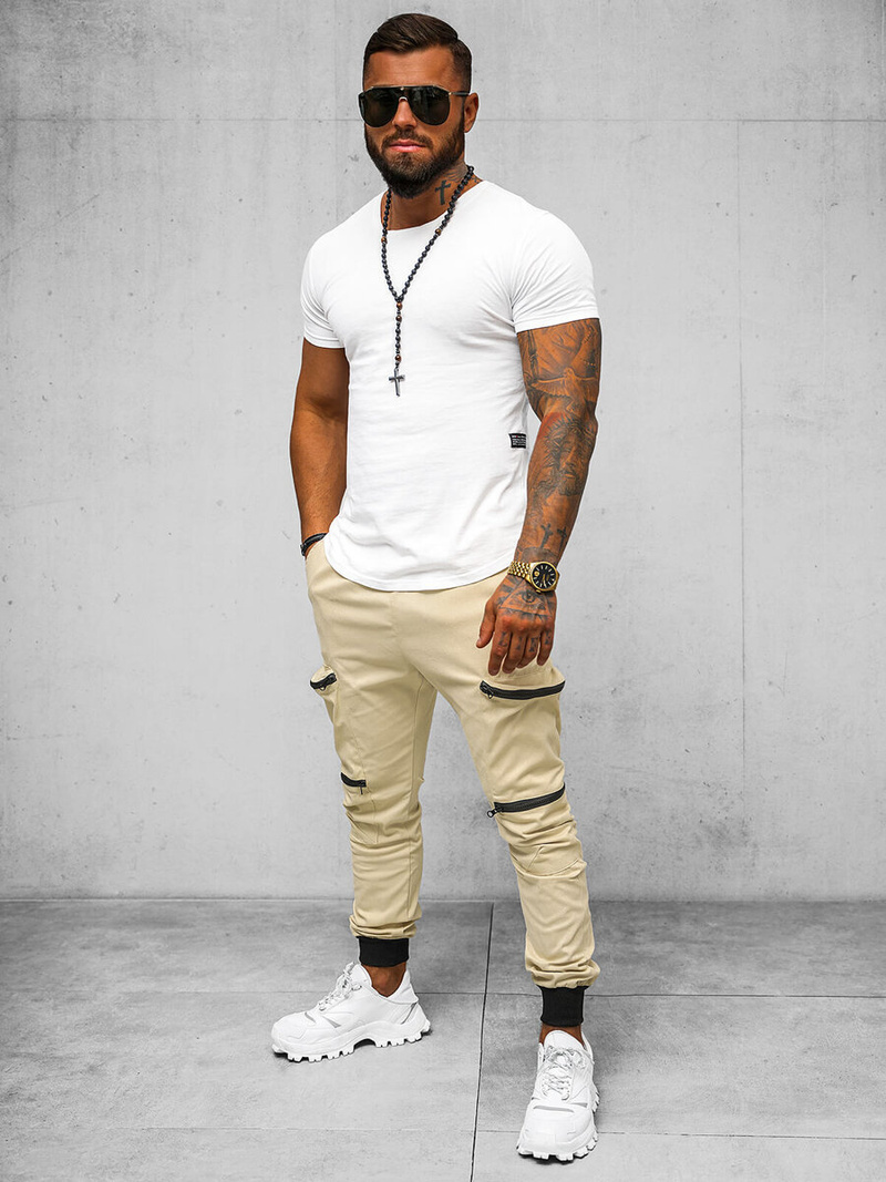 Штани чоловічі джоггери Бежевi OZONEE O/475