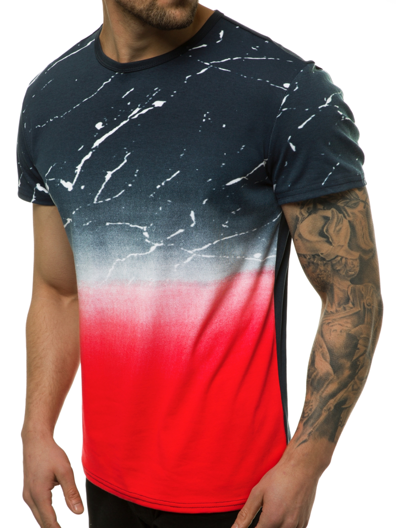 Футболка чоловіча темно-синій червоний OZONEE JS/SS11119