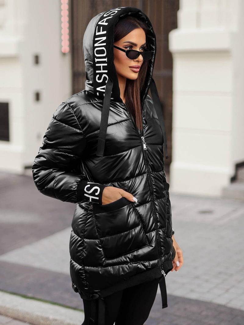 Kurtka zimowa damska pikowana czarna OZONEE JS/5M3188/392Z