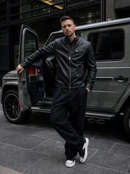 Kurtka skórzana męska czarna OZONEE JS/11Z8021