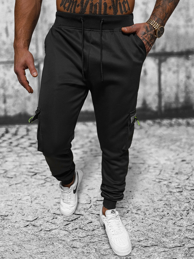 Spodnie dresowe męskie czarne OZONEE JS/8K1115/3