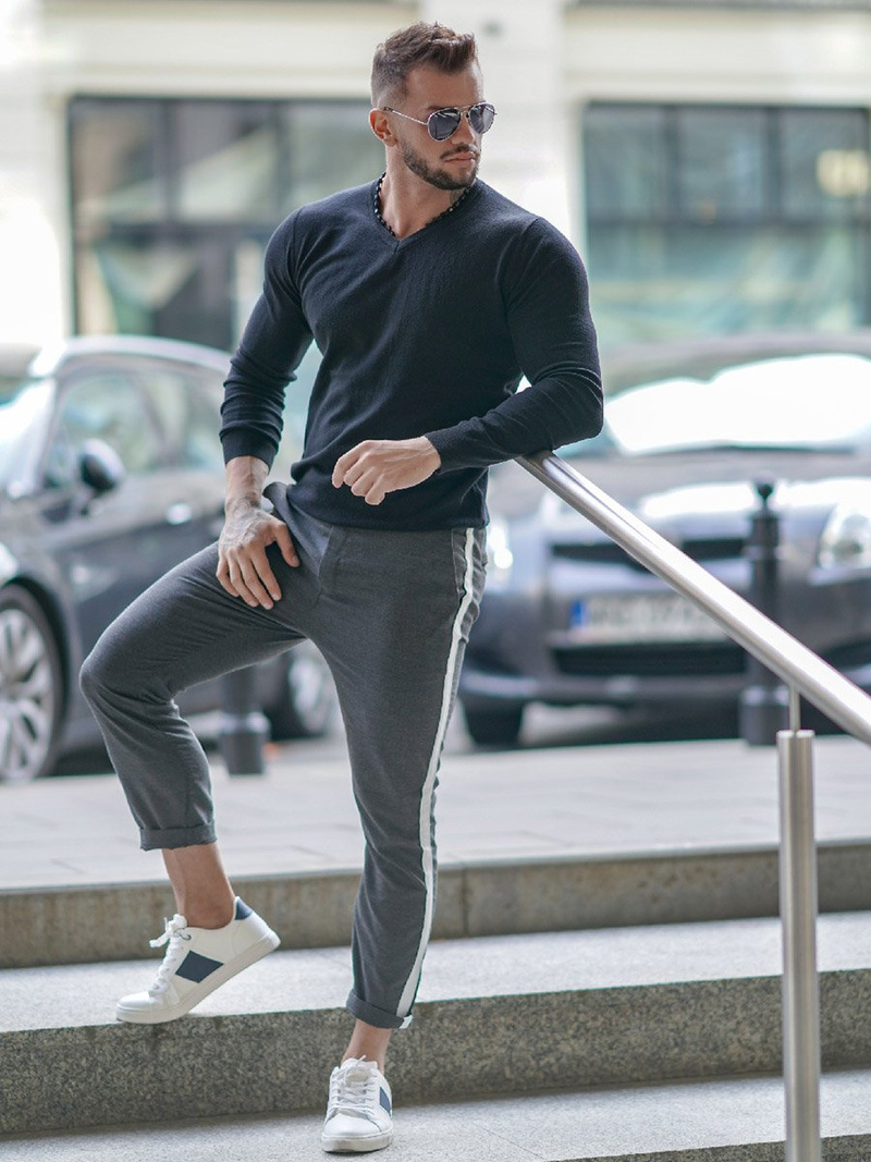 Sweter męski czarny OZONEE BL/M005Z