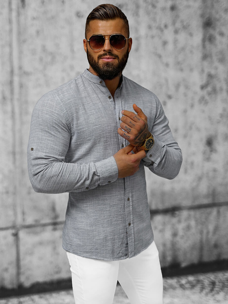 Koszula męska szara OZONEE O/V34