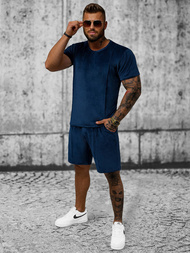 Komplet dresowy męski welurowy granatowy OZONEE O/12133Z