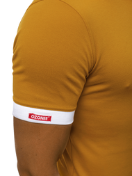 T-Shirt z kapturem męski camelowy OZONEE O/1273Z