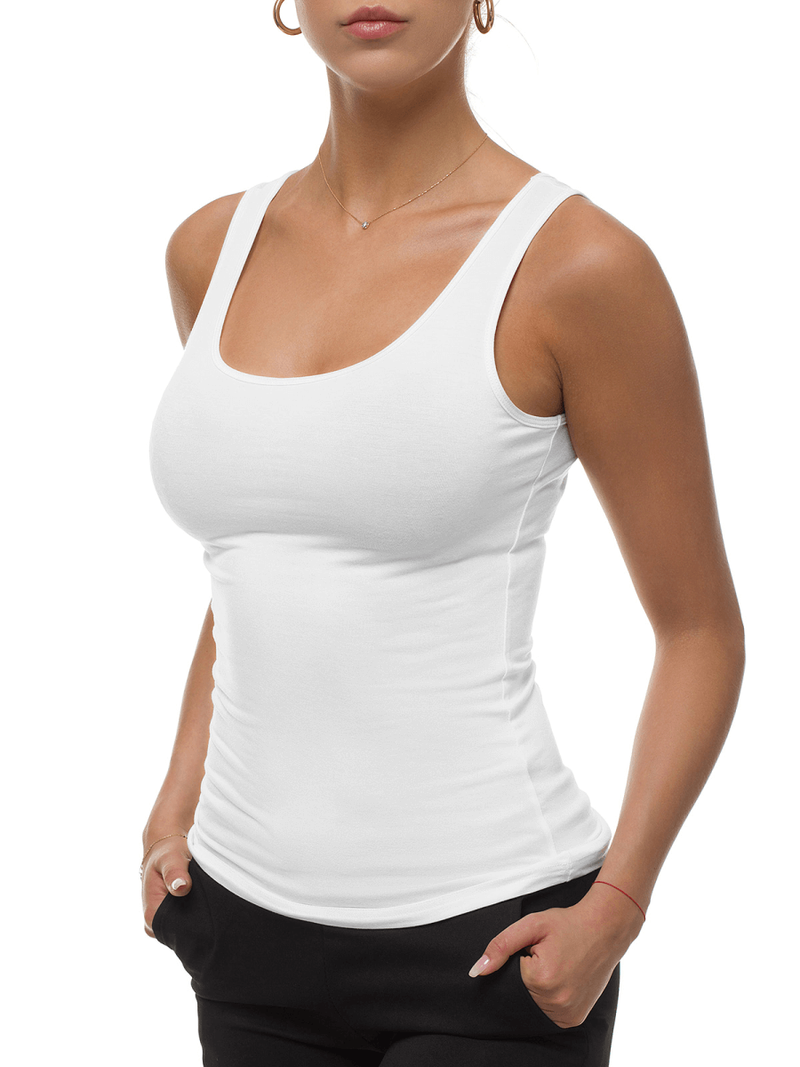 T-Shirt bez rękawów damski biały OZONEE BT/71592B