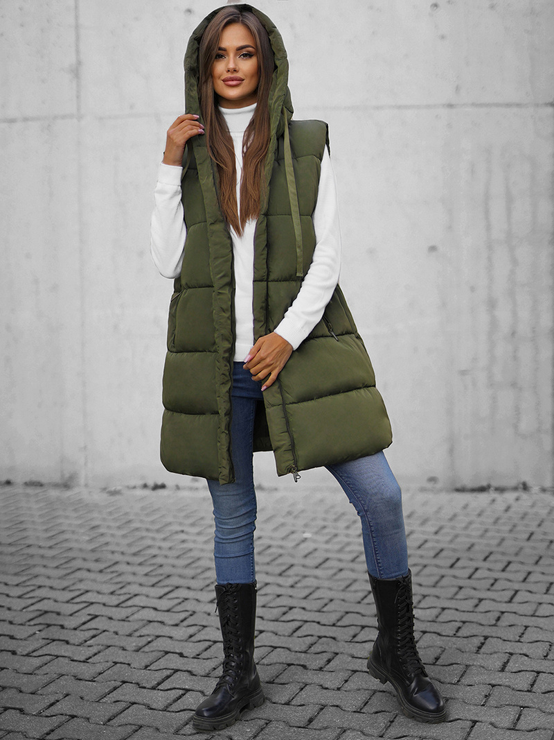 Стьобаний жіночий жилет Зелена OZONEE O/81266Z