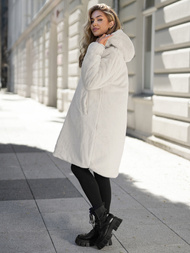 Kurtka zimowa damska długa pikowana ecru OZONEE JS/5M3352/280