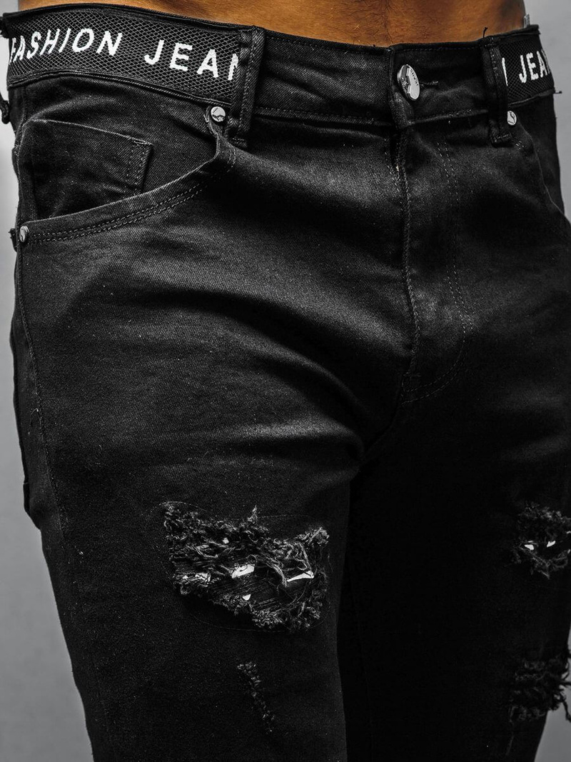 Spodnie jeansowe męskie czarne OZONEE O/TF061