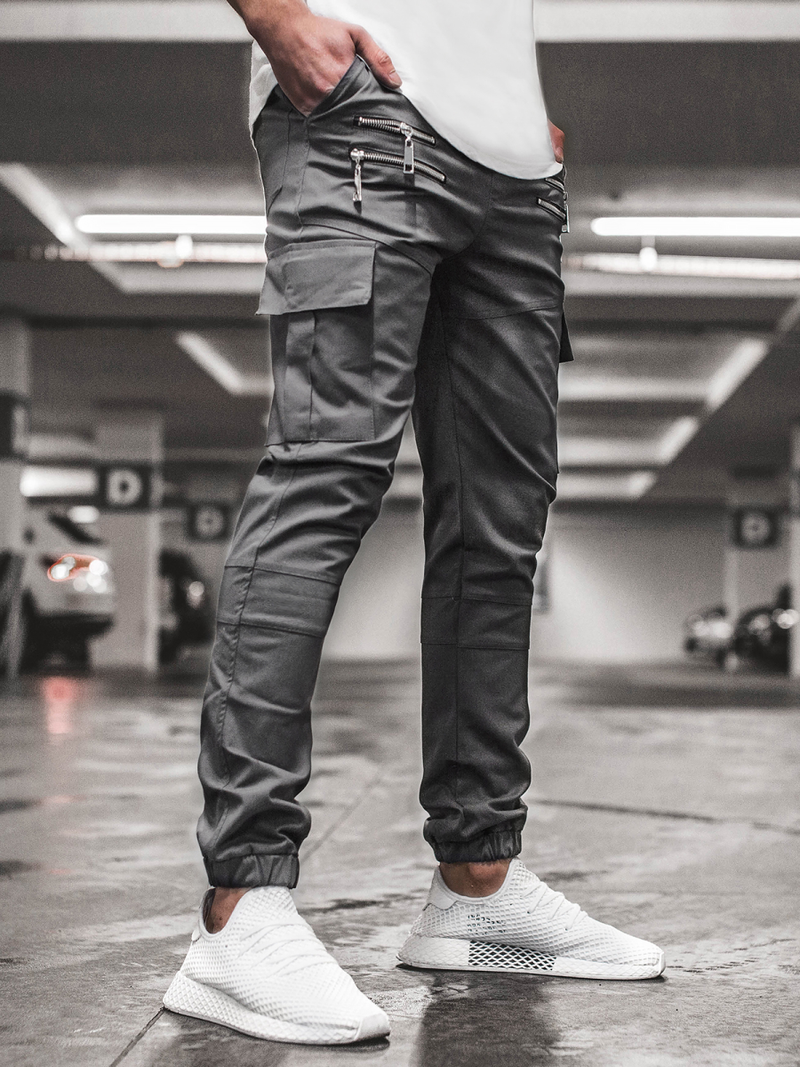 Штани чоловічі джоггери Темно-сірі OZONEE ZAZ/191376